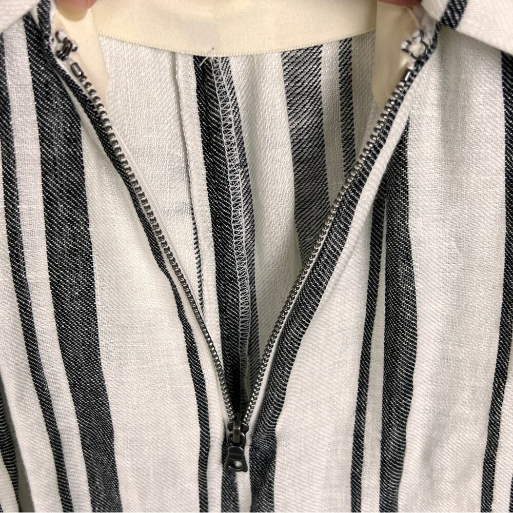 Alice + Olivia Franny Linen Gaucho Striped Jumpsuit 0 XS Belted European Summer - Picture 7 of 9